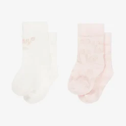 Pink & White Cotton Baby Socks (2 Pack)