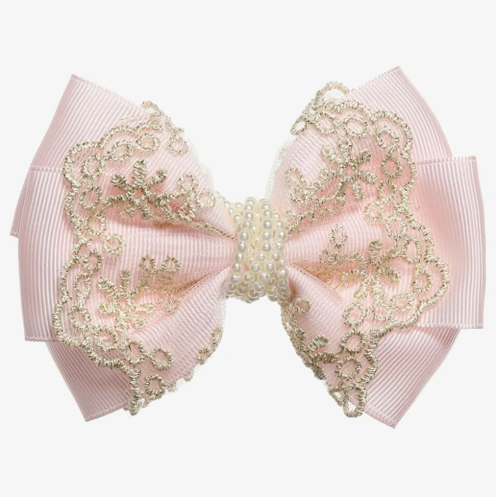 Pink & Gold Bow Clip (11cm)