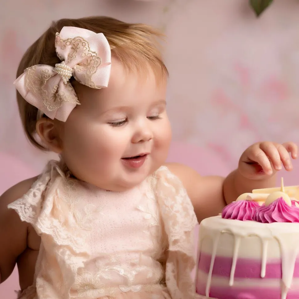 Pink & Gold Bow Clip (11cm)