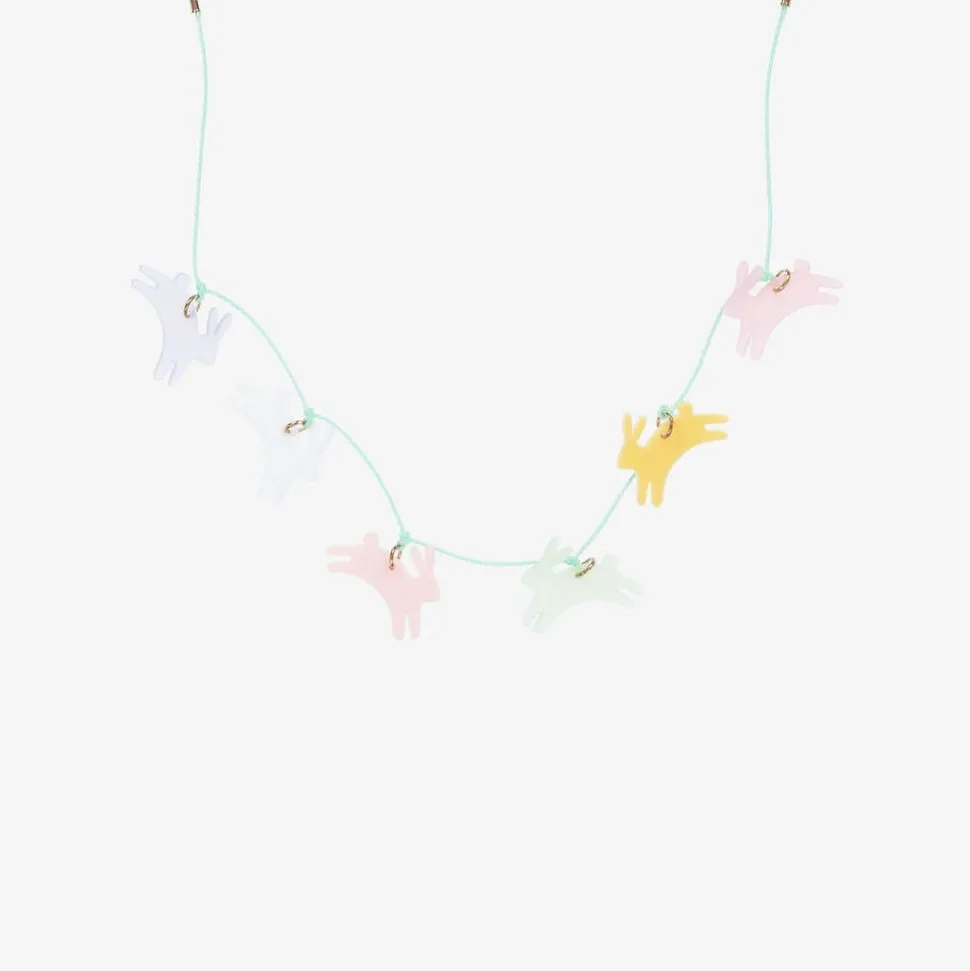 Pink & Green Bunny Necklace (58cm)