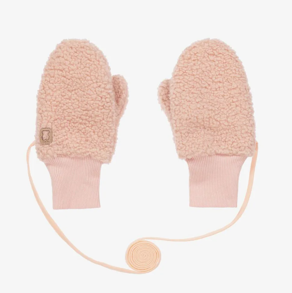 Pink Bouclé Fleece Mittens