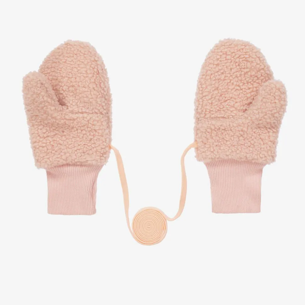 Pink Bouclé Fleece Mittens