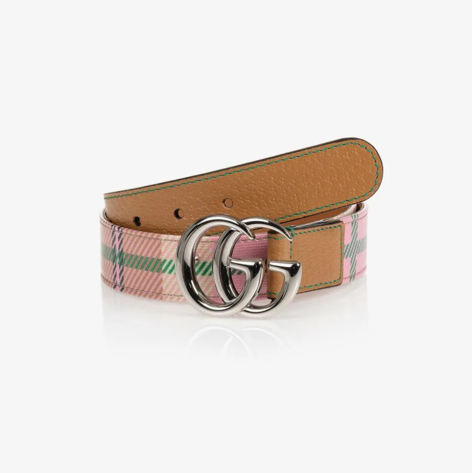 Pink Check Double G Belt
