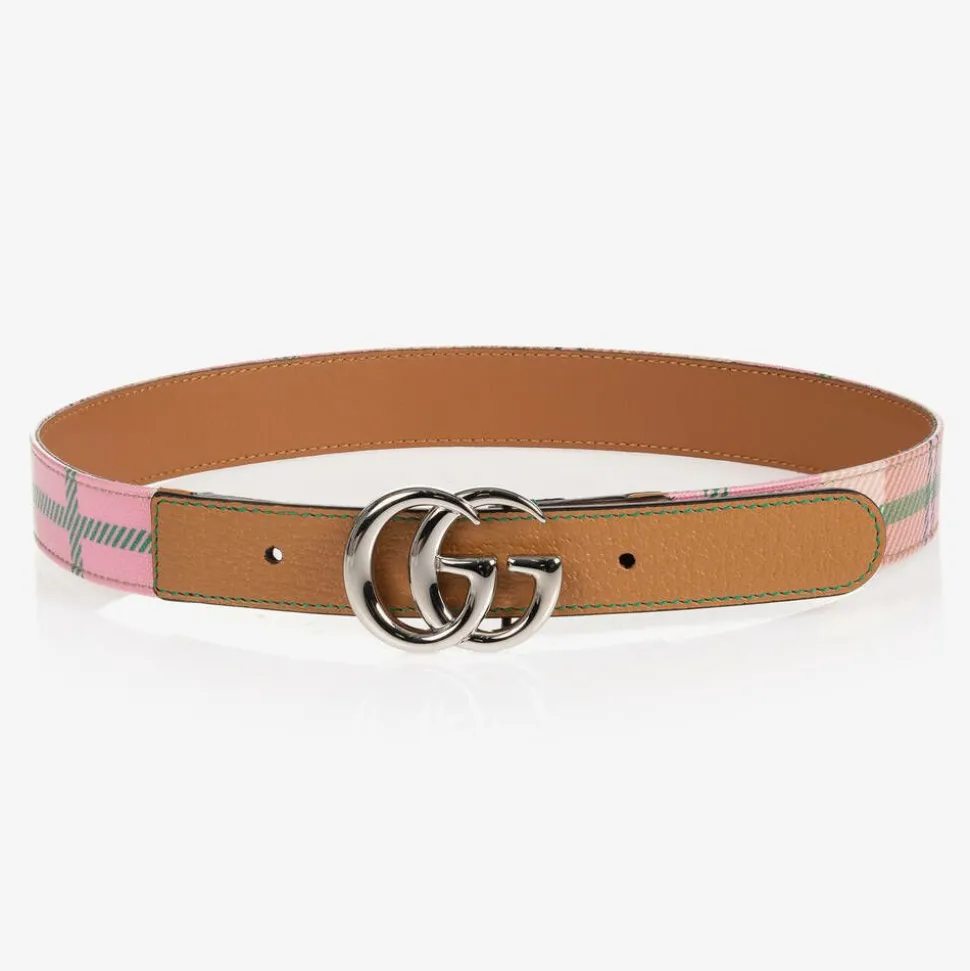 Pink Check Double G Belt
