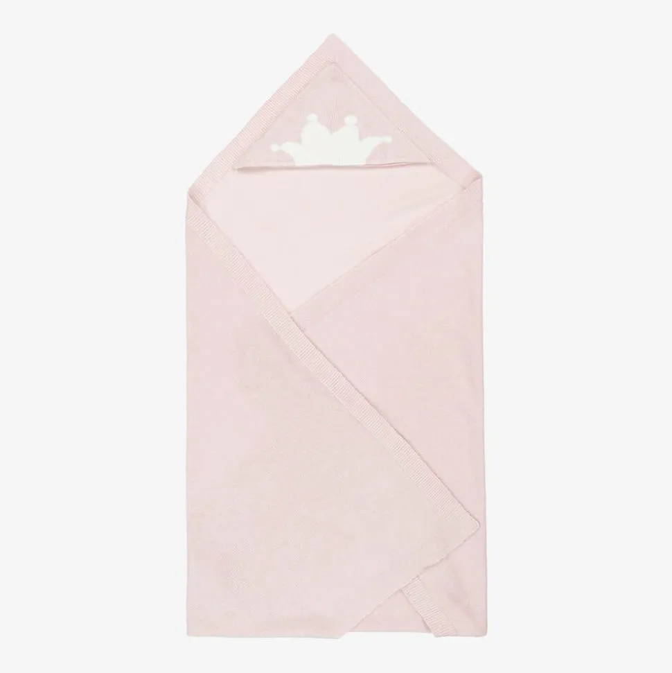 Pink Cotton & Cashmere Hooded Blanket (95cm)