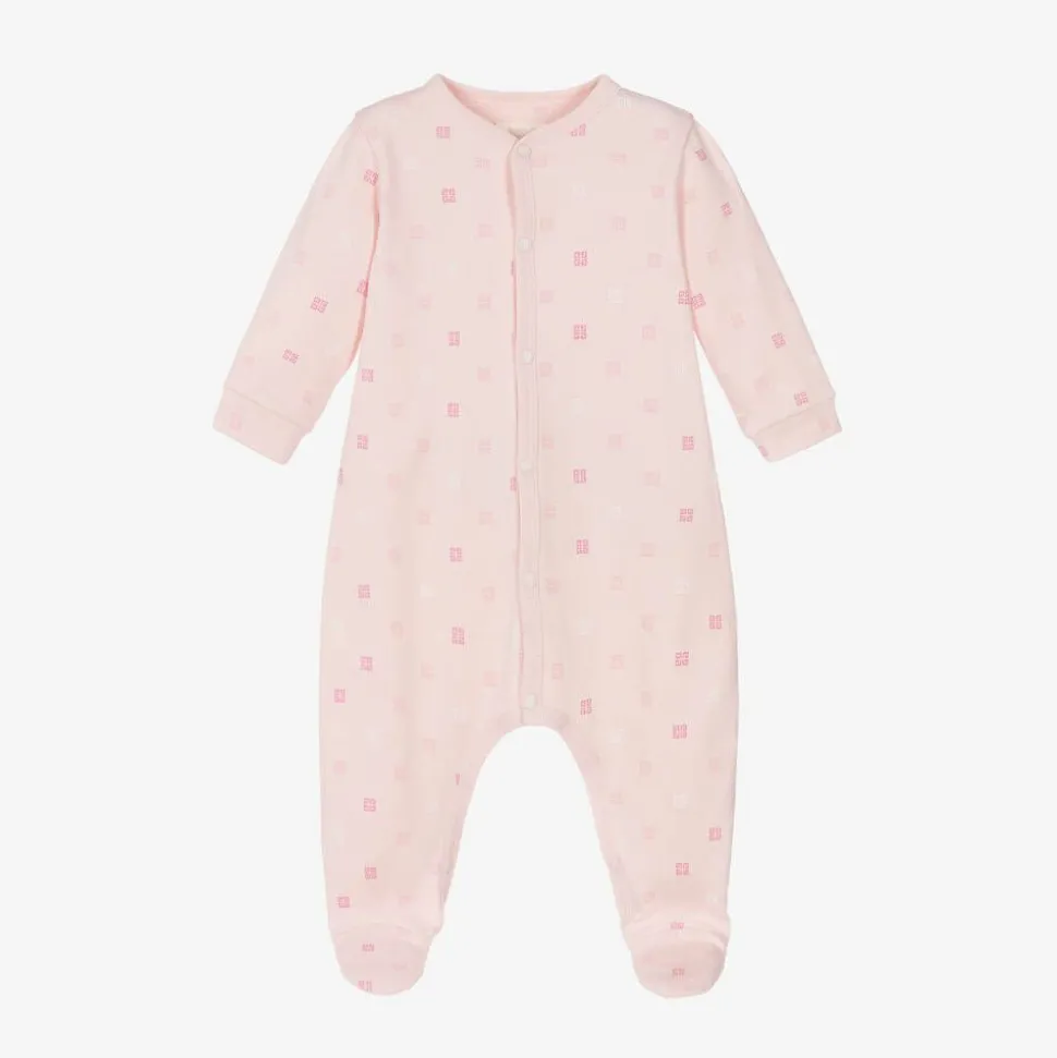 Pink Cotton 4G Logo Babygrow