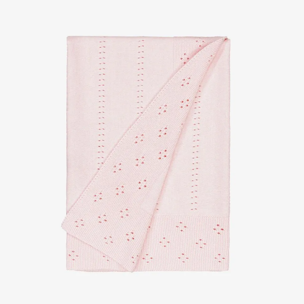 Pink Cotton Knit Baby Blanket (92cm)