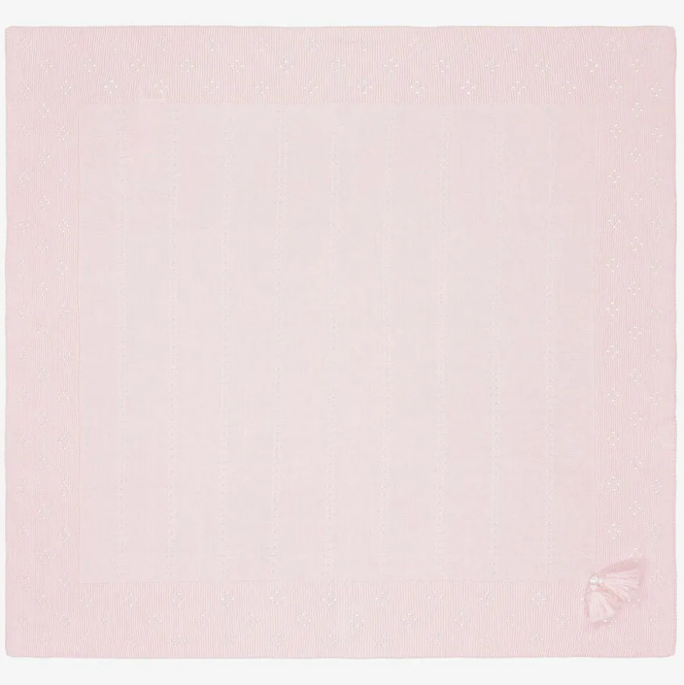Pink Cotton Knit Baby Blanket (92cm)