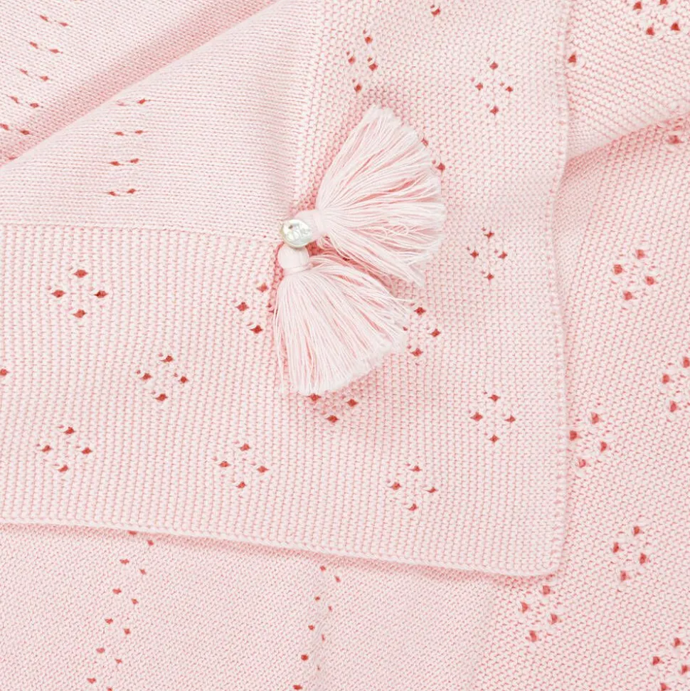Pink Cotton Knit Baby Blanket (92cm)