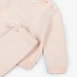 Pink Cotton Knit Trouser Set