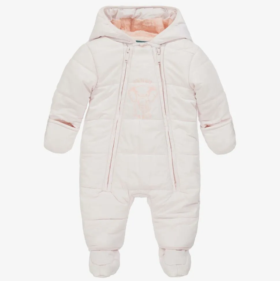 Pink Elephant Puffer Baby Snowsuit