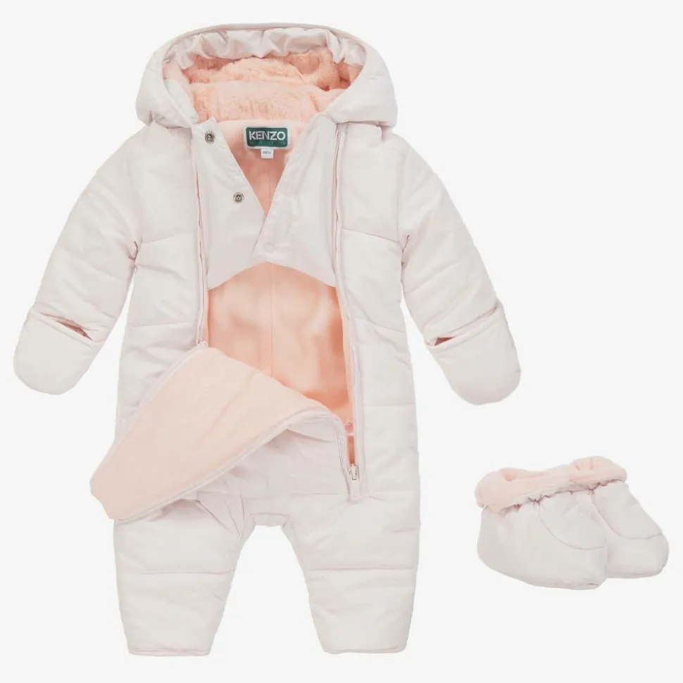 Pink Elephant Puffer Baby Snowsuit