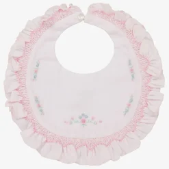 Pink Hand-Smocked Baby Bib