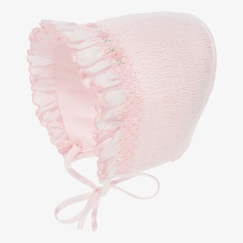 Pink Hand-Smocked Bonnet