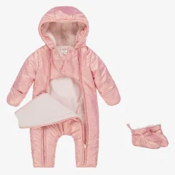 Pink Hooded Baby Girls Snowsuit