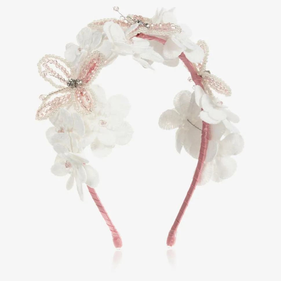 Pink Lace Butterfly Hairband