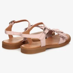 Pink Leather Flower Sandals