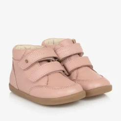 Pink Leather Velcro Boots