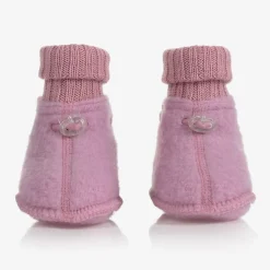 Pink Merino Wool Baby Booties