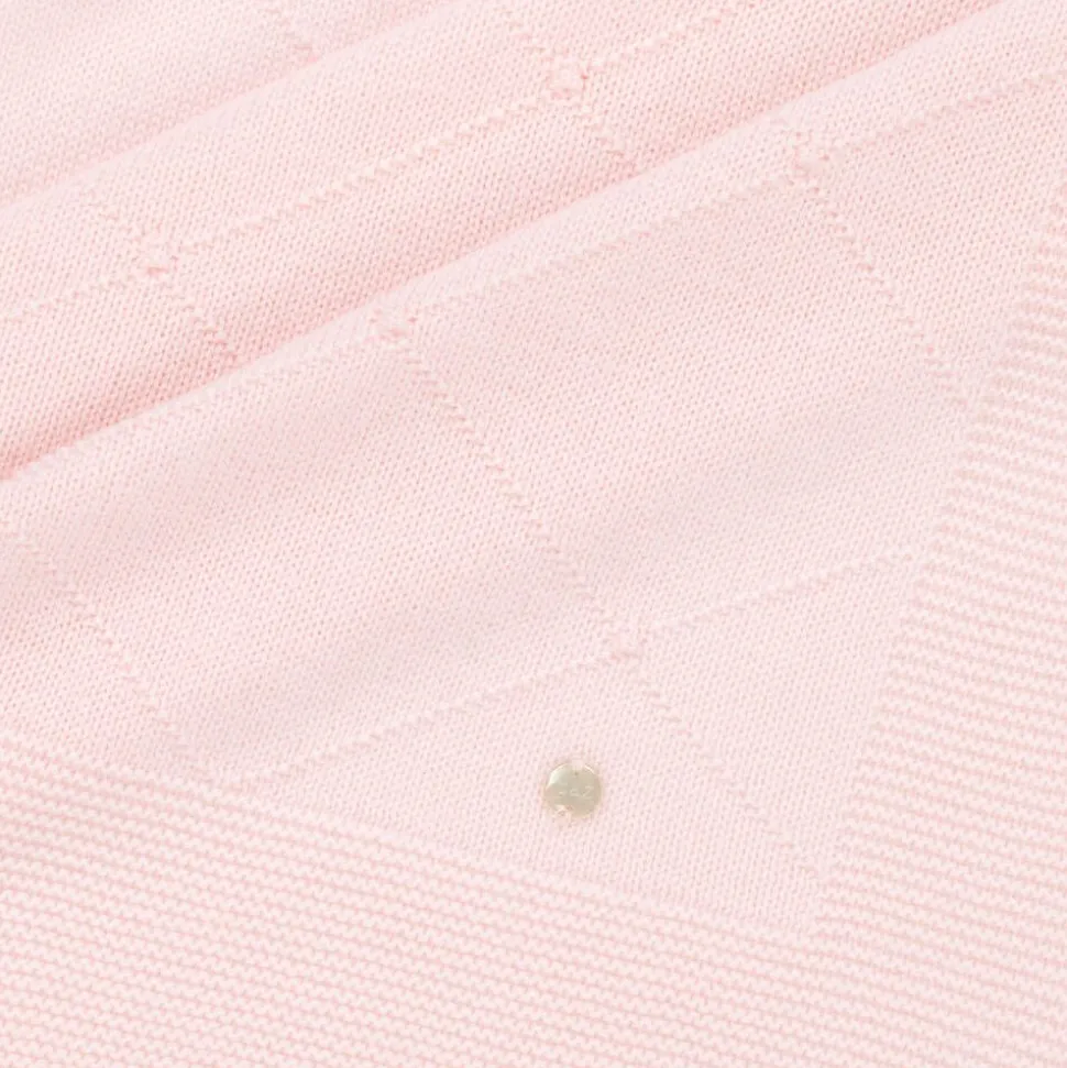 Pink Merino Wool Knitted Baby Shawl (100cm)