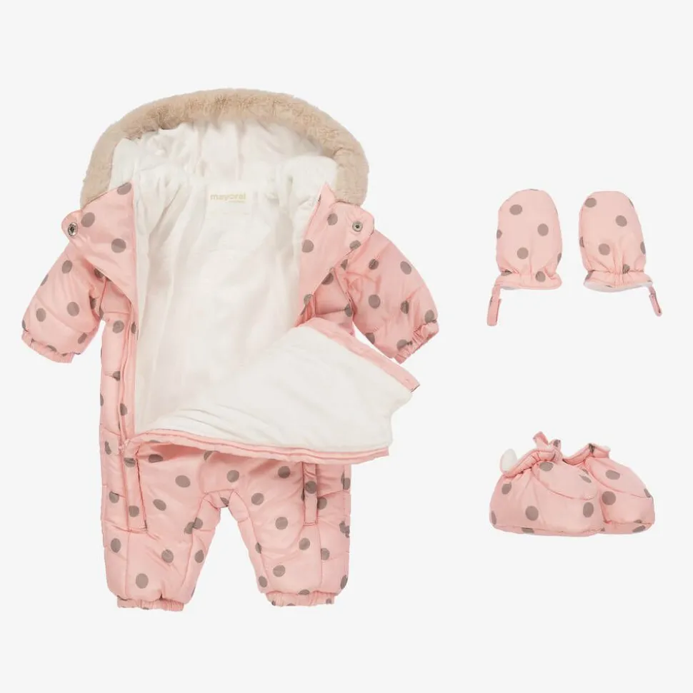 Pink Padded Baby Snowsuit