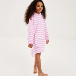 Pink Stripe Cotton Towelling Robe