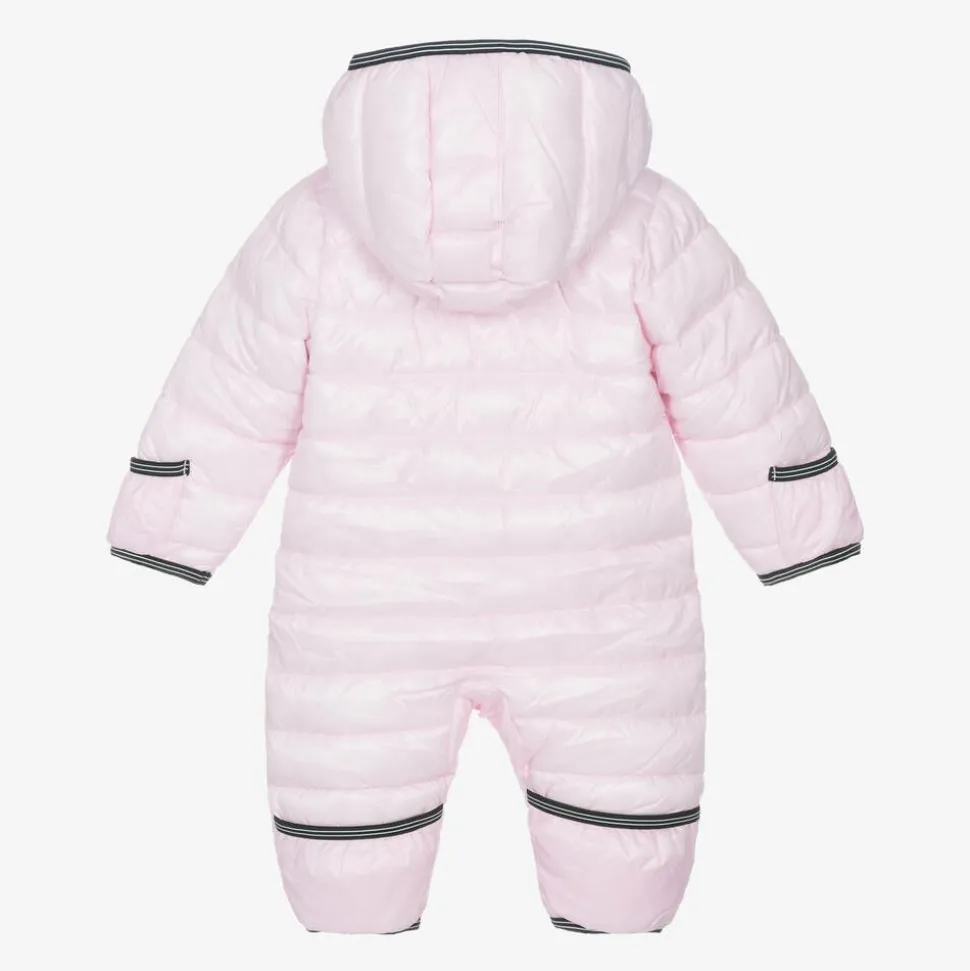 Pink Swoosh Logo Padded Baby Snowsuit