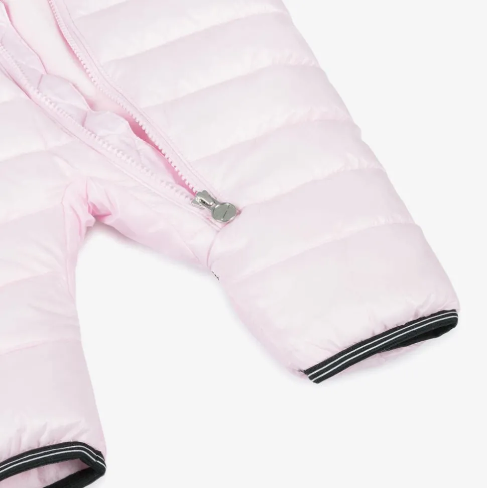 Pink Swoosh Logo Padded Baby Snowsuit