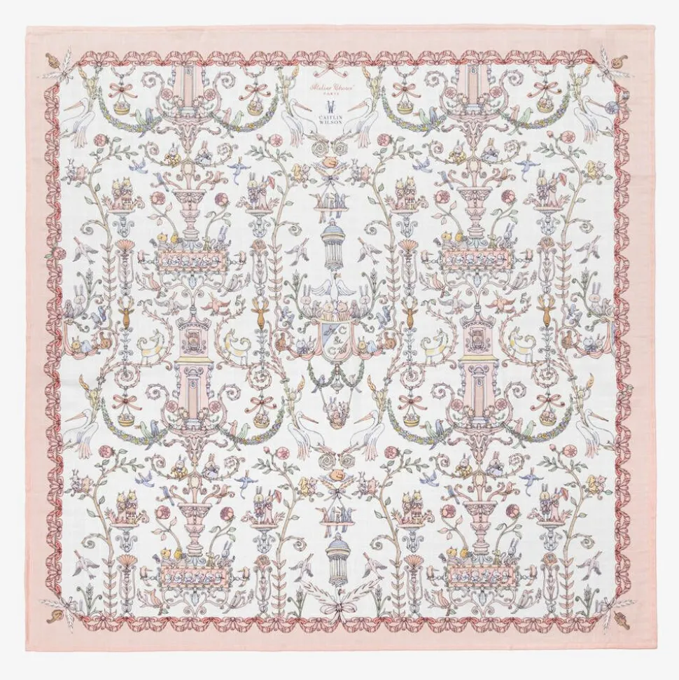 Pink Toile De Jouy Cotton Swaddle (95cm)