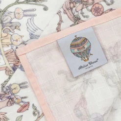Pink Toile De Jouy Cotton Swaddle (95cm)