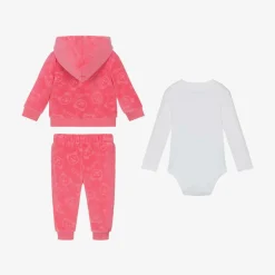 Pink Velour Baby Tracksuit Set