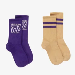 Purple & Beige Organic Cotton Socks (2 Pack)