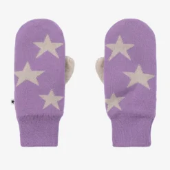 Purple Knitted Star Mittens