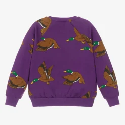 Purple Organic Cotton Duck Print Sweatshirt