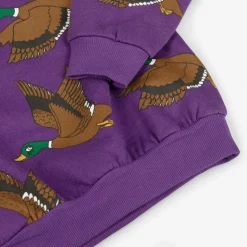 Purple Organic Cotton Duck Print Sweatshirt