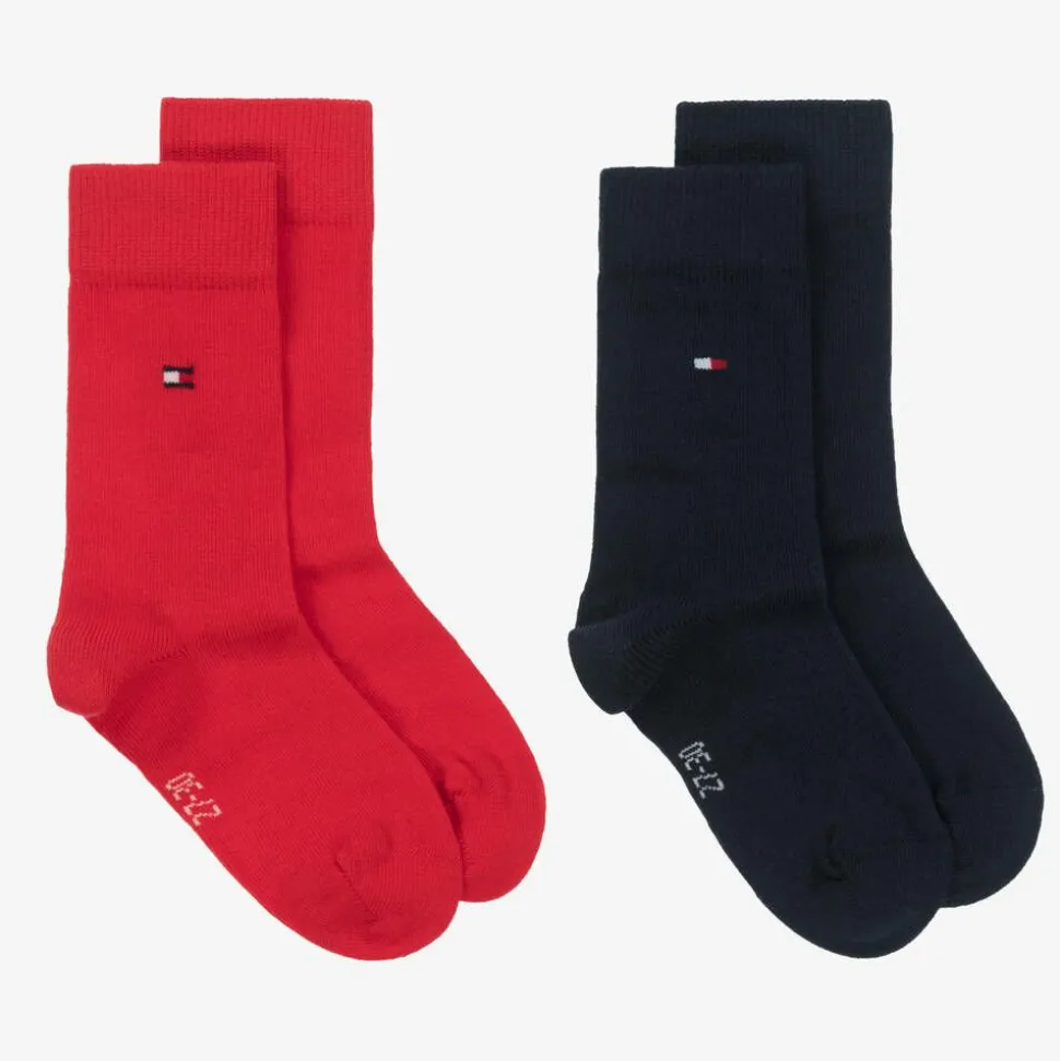 Red & Blue Cotton Socks (2 Pack)