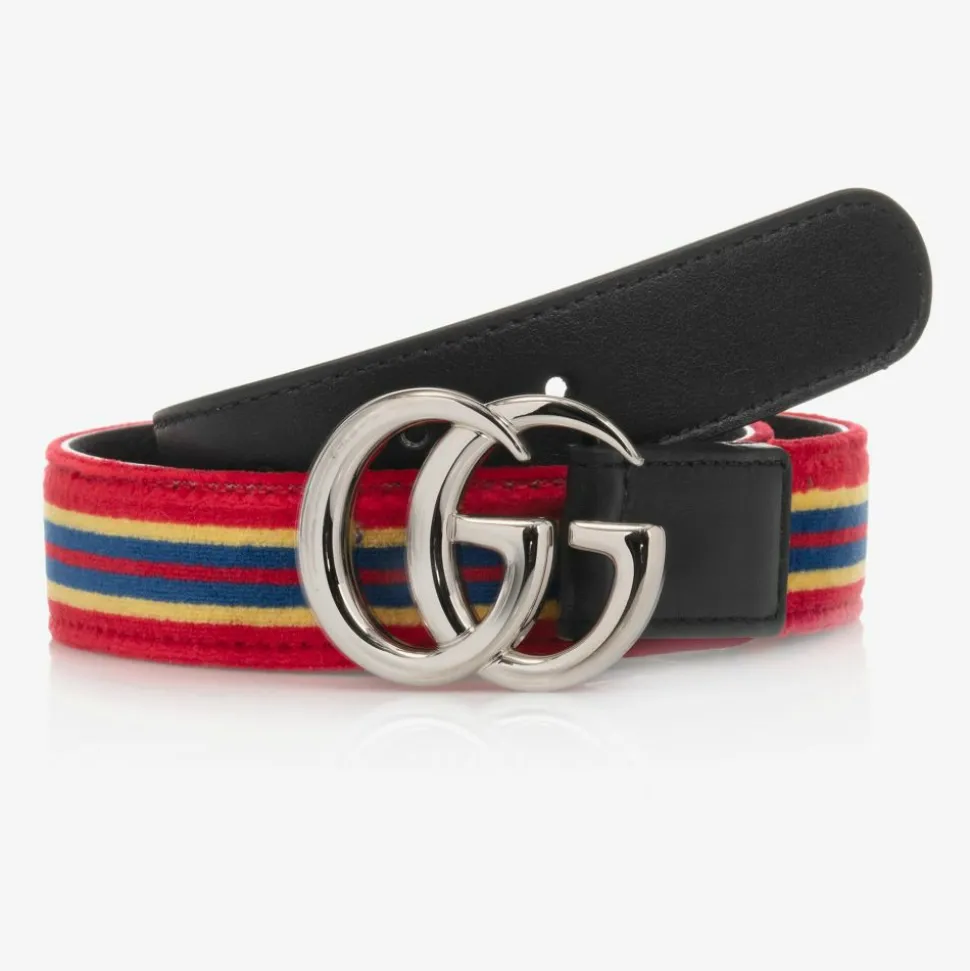 Red & Blue Striped Velvet Belt