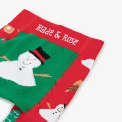 Red & Green Festive Snowman Cotton Leggings