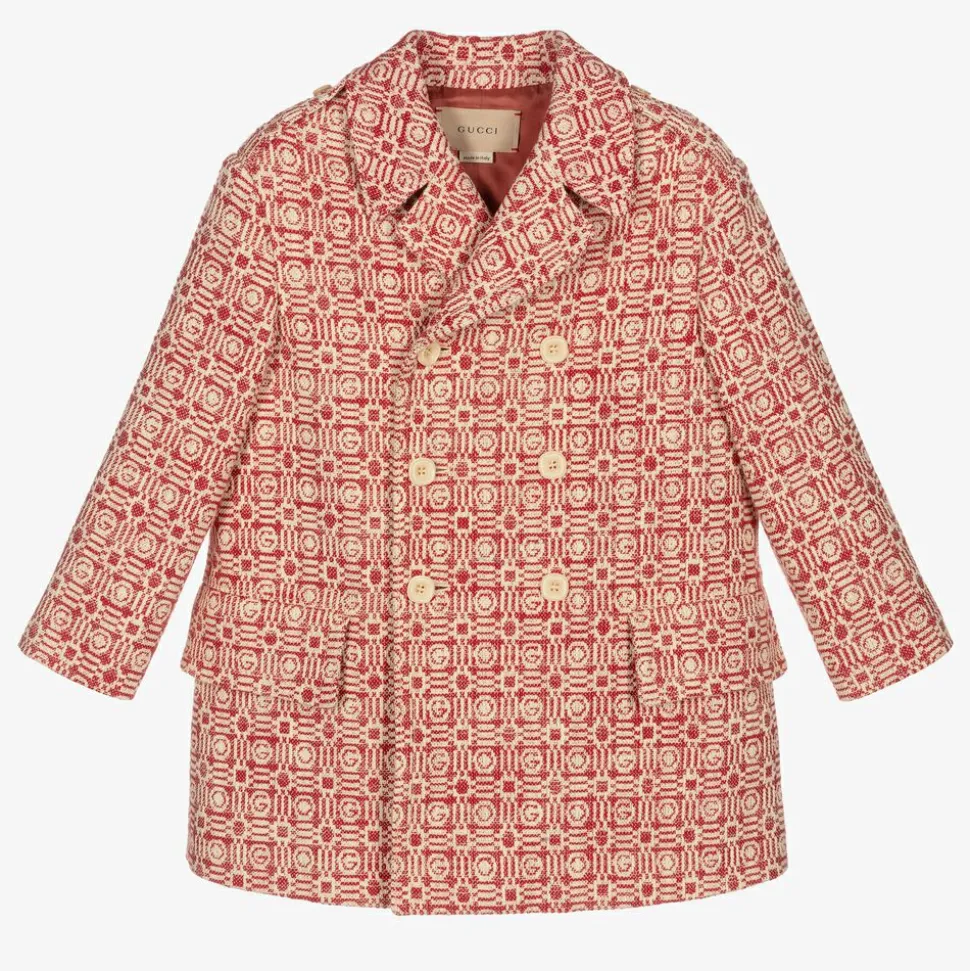 Red & Ivory Logo Cotton Coat