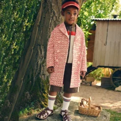 Red & Ivory Logo Cotton Coat