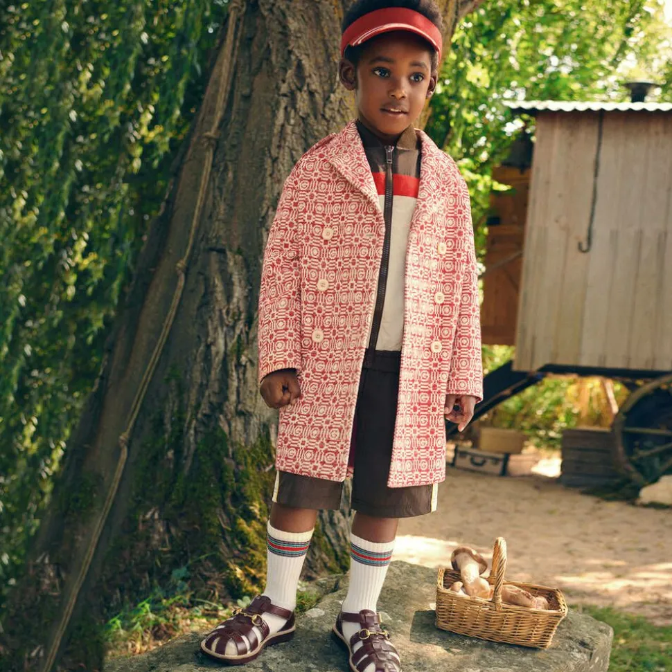 Red & Ivory Logo Cotton Coat