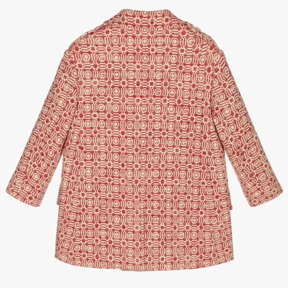 Red & Ivory Logo Cotton Coat