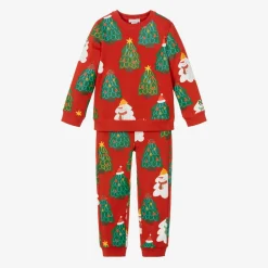 Red Cotton Festive Print Tracksuit