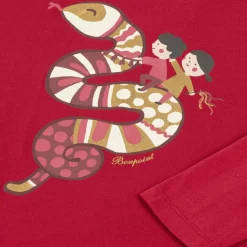 Red Cotton Snake Print Top