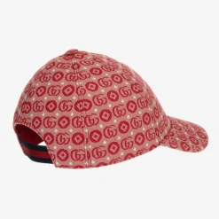 Red Double G Geometric Cotton Jacquard Cap