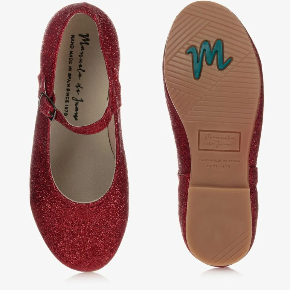 Red Glitter Leather Shoes
