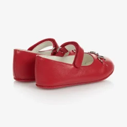 Red Leather Ballerina Shoes