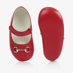 Red Leather Ballerina Shoes