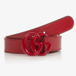 Red Leather Double G Logo Belt
