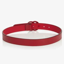 Red Leather Double G Logo Belt